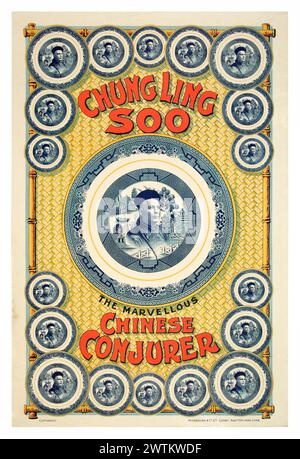 Poster magique - Chung Ling Soo le merveilleux conjureur chinois Banque D'Images