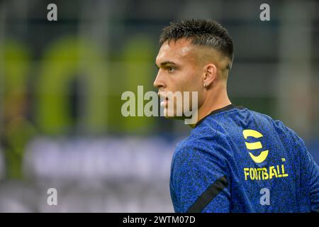 Milan, Italie. 17 mars 2024. Lautaro Martínez de l'Inter a vu avant le match de Serie A entre l'Inter et Napoli à Giuseppe Meazza à Milan. (Crédit photo : Gonzales photo/Alamy Live News Banque D'Images