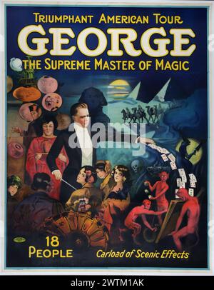 Affiche magique - George le maître suprême de la magie - Triumphan American Tour Banque D'Images