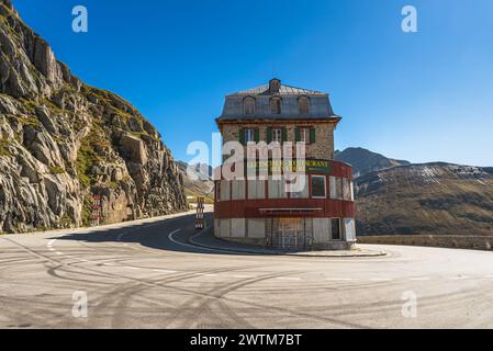 Légendaire hôtel abandonné Belvedere sur le col de Furka, Suisse Banque D'Images