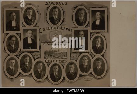 Estampe argentée en gélatine - diplômés du Collège Laval, Laval, Québec, 1917-1918 Joseph Henri Bellerose Banque D'Images