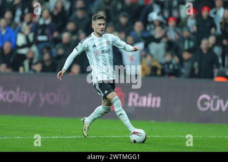 Istanbul, Turquie. 16 mars 2024. Istanbul, Turquie, 16 mars 2024 : Ernest Muci (23 Besiktas) lors du match de football de la Super League turque entre Besiktas et Bitexen Antalyaspor au stade Tupras, Turquie. (/SPP) crédit : photo de presse sportive SPP. /Alamy Live News Banque D'Images