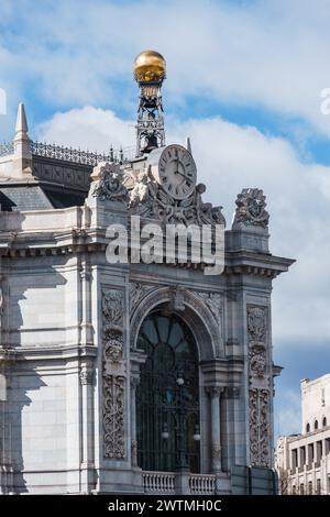 Madrid, Espagne - 24 février 2024 : Banque centrale d'Espagne sur la place Cibeles Banque D'Images