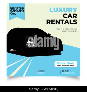 Location de voiture brochure conception de flyer mise en page templateRent car social Media Post bannière ensemble de flyer, modèles de conception de brochure Illustration de Vecteur