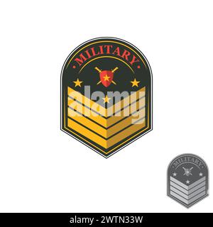 Emblème militaire des badges et typographie des patchs de l'armée. Motif chevrons et épingles brodés militaires. Illustration vectorielle Illustration de Vecteur