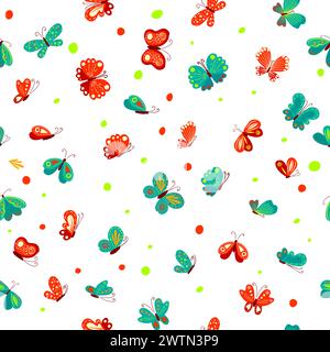 Modèle sans couture de papillons mignons simples. dessin à la main. Pas ai, illustration vectorielle Illustration de Vecteur