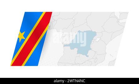 Carte DU DR Congo dans un style moderne avec drapeau de la RD Congo sur le côté gauche. Illustration vectorielle d'une carte. Illustration de Vecteur