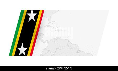 Carte de Saint-Kitts-et-Nevis dans un style moderne avec le drapeau de Saint-Kitts-et-Nevis sur le côté gauche. Illustration vectorielle d'une carte. Illustration de Vecteur