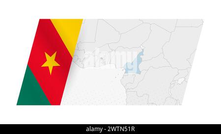 Carte du Cameroun dans un style moderne avec drapeau du Cameroun sur le côté gauche. Illustration vectorielle d'une carte. Illustration de Vecteur