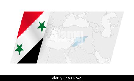 Carte de la Syrie dans un style moderne avec drapeau de la Syrie sur le côté gauche. Illustration vectorielle d'une carte. Illustration de Vecteur