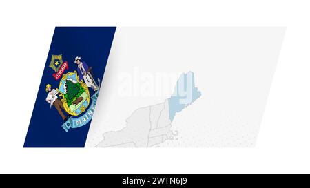 Carte du Maine dans un style moderne avec drapeau du Maine sur le côté gauche. Illustration vectorielle d'une carte. Illustration de Vecteur