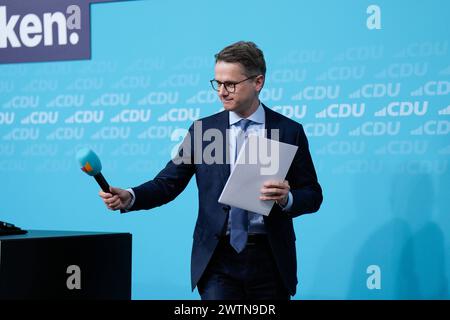 Carsten Linnemann, Veranstaltung der CDU Veranstaltung der CDU Deutschlands im Konrad-Adenauer-Haus mit dem Thema Chancenland Deutschland Integration gemeinsam gestalten, Zusammenhalt stärken. Carsten Linnemann, Stellvertretender Vorsitzender Berlin Berlin GER Banque D'Images