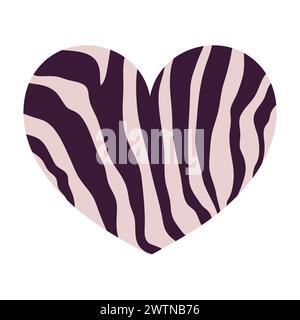 Coeur avec texture imprimé zèbre. Coeur avec motif animal. Décoration coeur. Illustration vectorielle Illustration de Vecteur