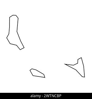 Comores Country silhouette fine de contour noir. Carte simplifiée. Icône de vecteur isolé sur fond blanc. Illustration de Vecteur