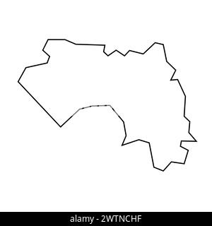 Silhouette de contour noir mince pays de Guinée. Carte simplifiée. Icône de vecteur isolé sur fond blanc. Illustration de Vecteur