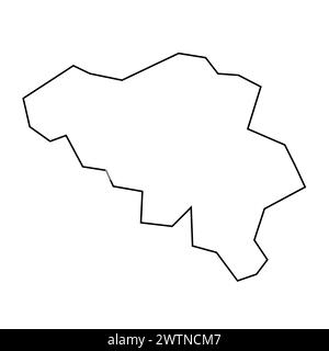 Belgique Country silhouette fine de contour noir. Carte simplifiée. Icône de vecteur isolé sur fond blanc. Illustration de Vecteur