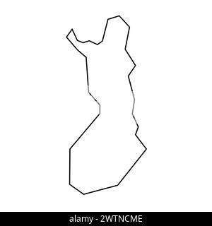 Finlande Country silhouette fine de contour noir. Carte simplifiée. Icône de vecteur isolé sur fond blanc. Illustration de Vecteur