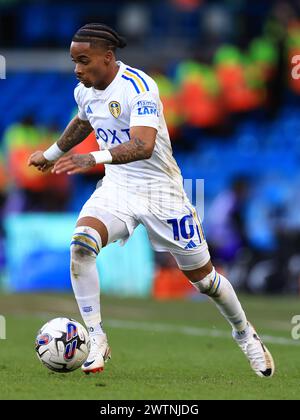 Leeds, Royaume-Uni. 17 mars 2024. Crysencio Summerville de Leeds United lors du Leeds United FC v Millwall FC SKY BET EFL Championship match à Elland Road, Leeds, Angleterre, Royaume-Uni le 17 mars 2024 Credit : Every second Media/Alamy Live News Banque D'Images