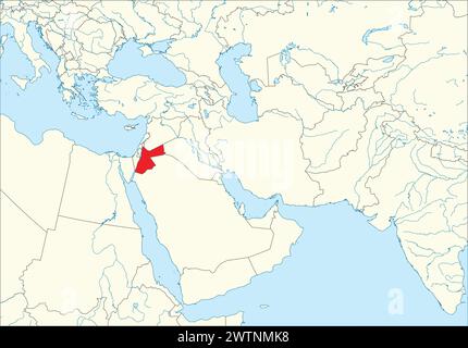 Carte rouge de LA JORDANIE à l'intérieur de la carte blanche du moyen-Orient Illustration de Vecteur