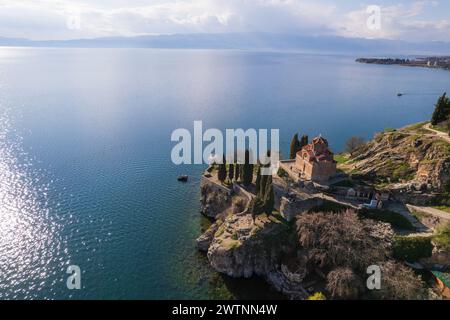 Vue aérienne de l'église d'Ohrid en Macédoine du Nord Banque D'Images