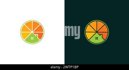 La conception du logo de la maison orange est unique et colorée Illustration de Vecteur