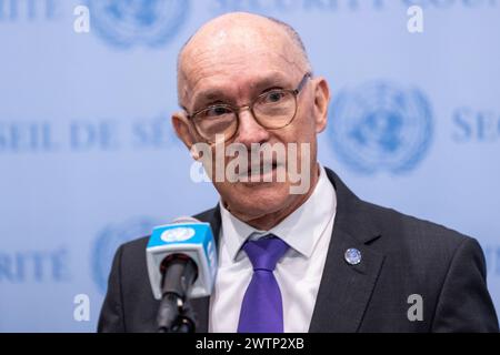 New York, États-Unis. 18 mars 2024. Robert Floyd, Secrétaire exécutif de l'Organisation du Traité d'interdiction complète des essais nucléaires, s'adresse à la presse au Siège de l'ONU à New York le 18 mars 2024. (Photo de Lev Radin/Sipa USA) crédit : Sipa USA/Alamy Live News Banque D'Images