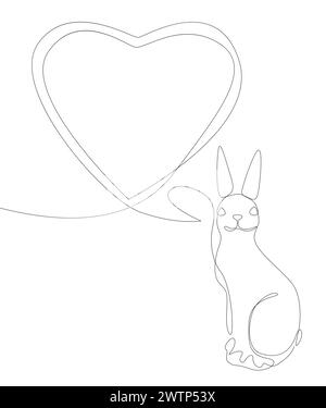 Une ligne continue de bulle de discours avec lapin de Pâques. Concept vectoriel d'illustration de ligne mince. Contour Drawing idées créatives. Illustration de Vecteur