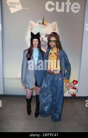 Rhian Teasdale et Lava la Rue assistent au lancement de l'exposition 'CUTE' à Somerset House à Londres. Banque D'Images