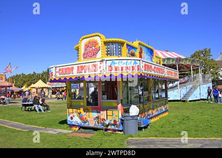 CANDY APPLES and Cold Drink stand dans un stand de foire de l'État de l'Utah Banque D'Images