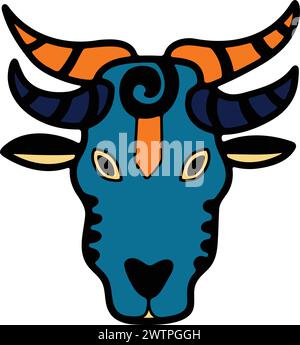 Masque de zodiaque dessiné à la main dans un style plat isolé sur fond Illustration de Vecteur