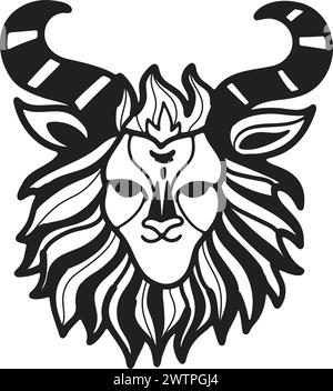 Masque de zodiaque dessiné à la main dans un style plat isolé sur fond Illustration de Vecteur