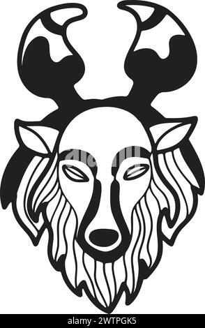 Masque de zodiaque dessiné à la main dans un style plat isolé sur fond Illustration de Vecteur