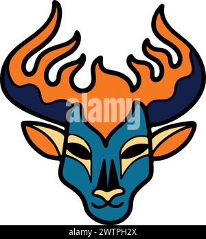 Masque de zodiaque dessiné à la main dans un style plat isolé sur fond Illustration de Vecteur