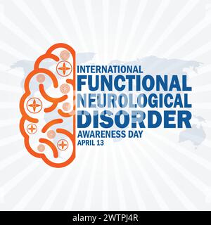 Fond d'écran International Functional Neurological Disorder Awareness Day avec typographie. Journée internationale de sensibilisation aux troubles neurologiques fonctionnels, Illustration de Vecteur