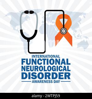Papier peint International Functional Neurological Disorder Awareness Day avec formes et typographie. Illustration de Vecteur