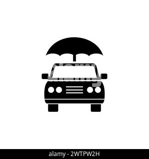 Icône de vecteur plat de parapluie de voiture d'assurance. Symbole solide simple isolé sur fond blanc Illustration de Vecteur