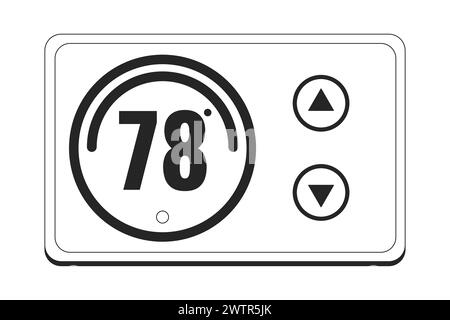 Thermostat régulateur noir et blanc objet de dessin animé de ligne 2D. Illustration de Vecteur