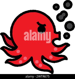 icône de contour rempli de dessin animé octopus roughen pour la décoration, site web, web, application mobile, impression, bannière, logo, conception d'affiche, etc Illustration de Vecteur