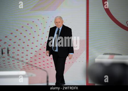 Varsovie, Pologne. 19 mars 2024. L'ancien dirigeant de facto de la Pologne Jaroslaw Kaczynski est vu lors d'une conférence de presse à Varsovie, Pologne, le 19 mars 2024. (Photo de Jaap Arriens/Sipa USA) crédit : Sipa USA/Alamy Live News Banque D'Images