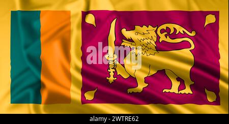 Le drapeau de la République socialiste démocratique de Sri Lanka, avec un effet d'ondulation Banque D'Images