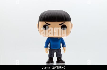 Figurine vinyle Funko Pop de Mr Spock de la série tv Star Trek. Banque D'Images