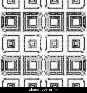 Motif d'oreiller mode noir et blanc sans couture abstrait, texture de tissu grunge avec décor géométrique avec style de luxe à la mode Banque D'Images