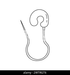 Vecteur isolé doodle une petite épingle de sécurité ouverte simple dessin facile Illustration de Vecteur