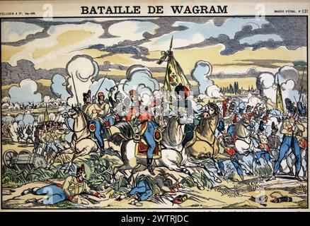 Guerres napoléoniennes. Guerre de la Cinquième Coalition. Bataille de Wagram, juillet 1809. Belligérants : France, Autriche. Victoire française. Gravure de F. Georgin. Banque D'Images