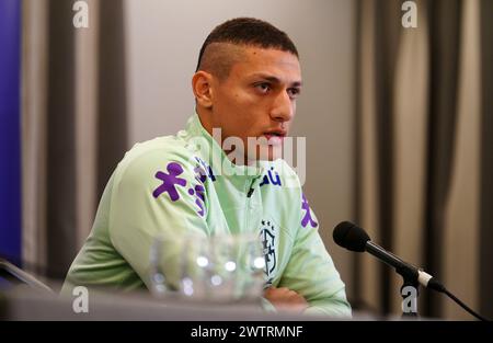 Richarlison brésilien lors d'une conférence de presse à Sopwell House, St Albans. Date de la photo : mardi 19 mars 2024. Banque D'Images