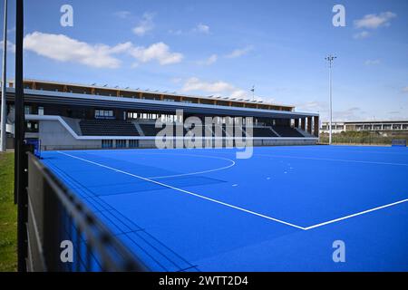 Illustration de l'emblématique stade Yves-du-Manoir le 19 mars 2024. Situé à Colombes, le stade accueillera des compétitions de hockey sur gazon pendant les Jeux Olympiques de Paris 2024. Elle avait déjà accueilli les cérémonies d'ouverture et de clôture des Jeux olympiques d'été de 1924, à l'occasion de la VIIIe Olympiade. Photo de Tomas Stevens/ABACAPRESS.COM Banque D'Images