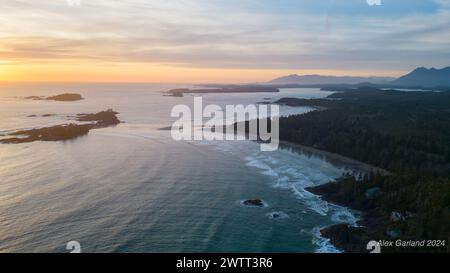 Chesterman Beach, Tofino Colombie-Britannique, Canada au coucher du soleil Banque D'Images