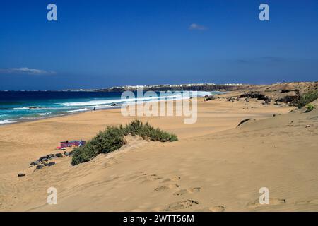 Plage de surf Playa Piedra, El Cotillo, Fuerteventura, Îles Canaries, Espagne. Banque D'Images