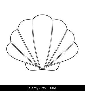 Illustration vectorielle de coquillage. Page de coloriage Seashell contour noir et blanc pour les enfants et les adultes. Page pour la relaxation et la méditation. Illustration vectorielle Illustration de Vecteur