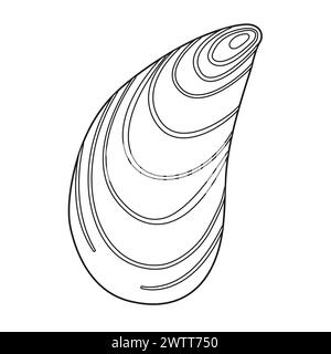 Illustration vectorielle de coquillage. Page de coloriage Seashell contour noir et blanc pour les enfants et les adultes. Page pour la relaxation et la méditation. Illustration vectorielle Illustration de Vecteur